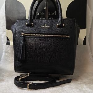 Kate Spade Black Pebble Leather Satchel/Crossbody EUC